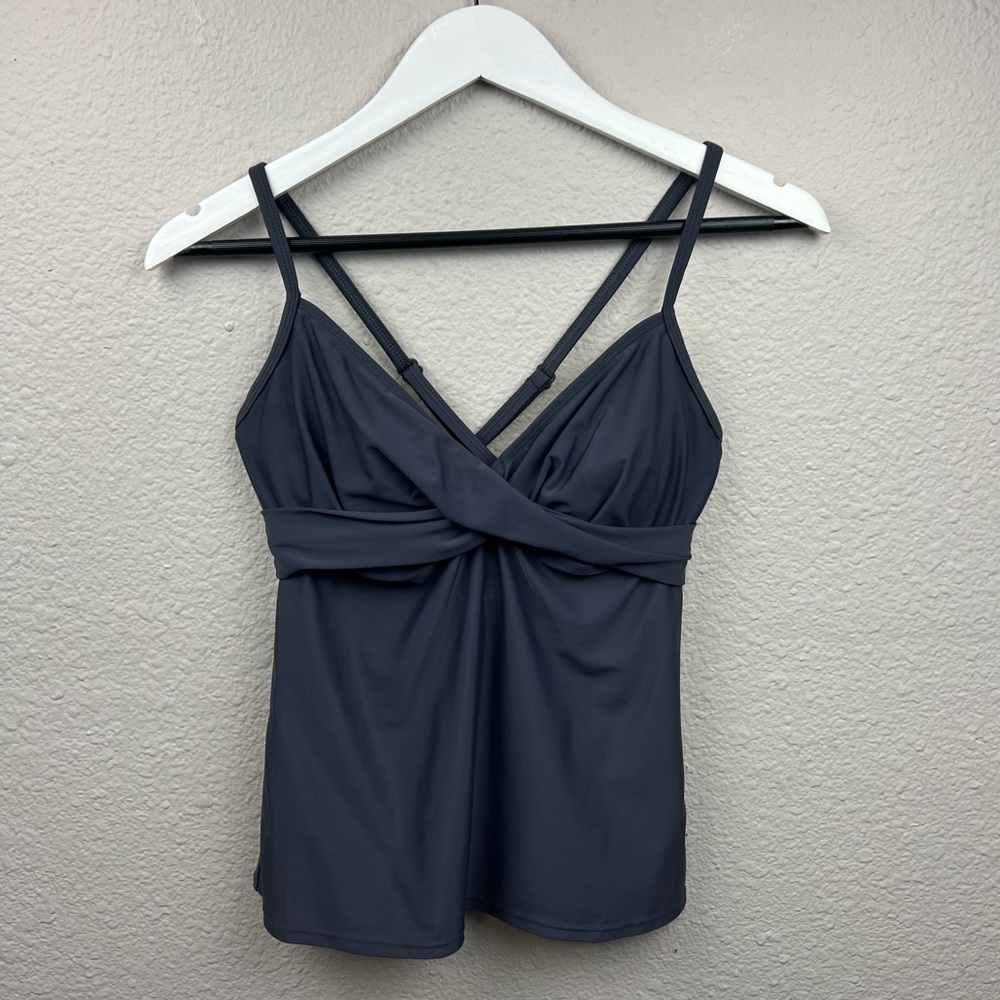 Athleta Twistini Underwire Tankini Top in Grey Sz 34 B/C